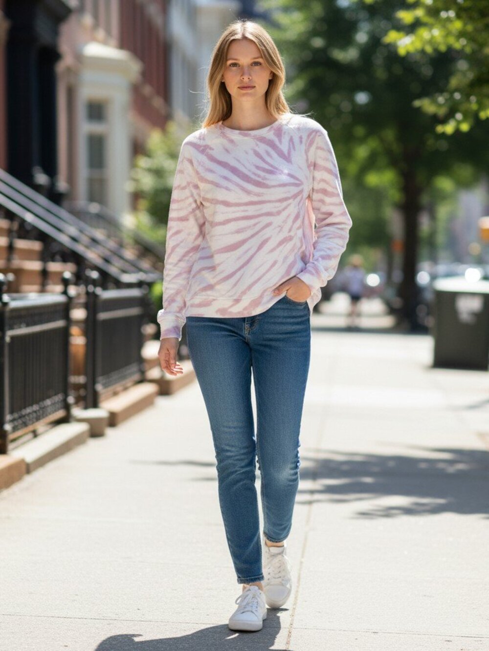 06: Lucky Brand Pink Zebra Print Sweatshirt XL Cozy Pullover Casual Lounge Top
